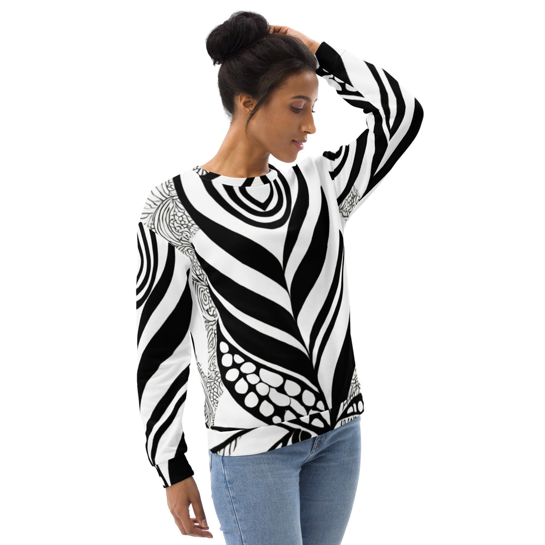 Graphic Sweatshirt for Women Black Floral Lines 2 - Womens | Sweatshirts | AOP