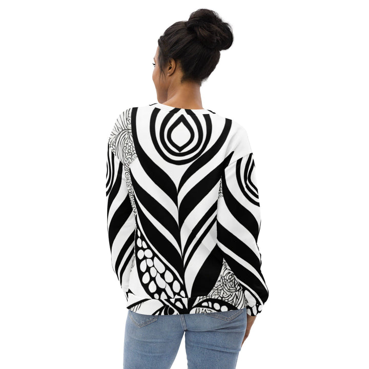 Graphic Sweatshirt for Women Black Floral Lines 2 - Womens | Sweatshirts | AOP