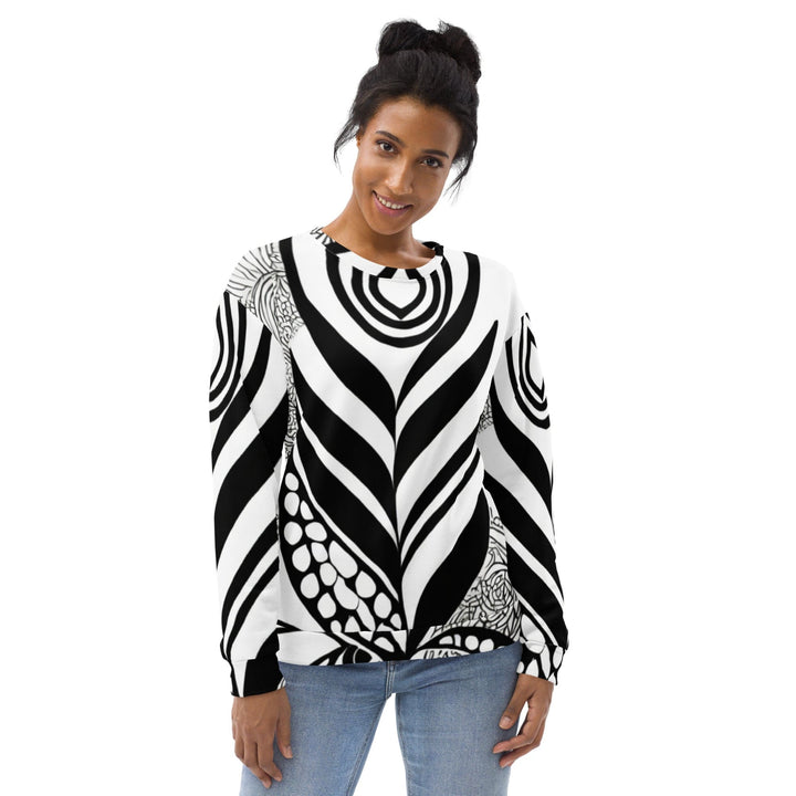 Graphic Sweatshirt for Women Black Floral Lines 2 - Womens | Sweatshirts | AOP