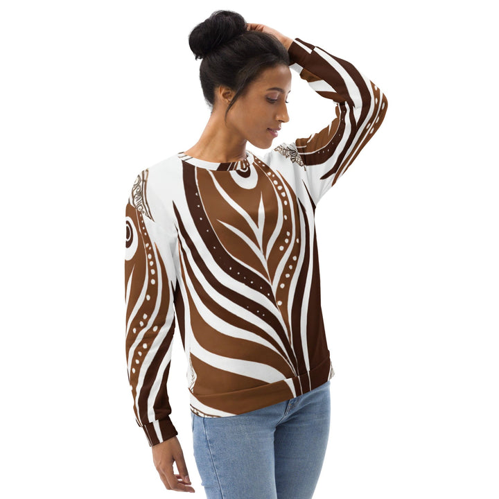 Graphic Sweatshirt for Women Brown Floral Lines 3 - Womens | Sweatshirts | AOP