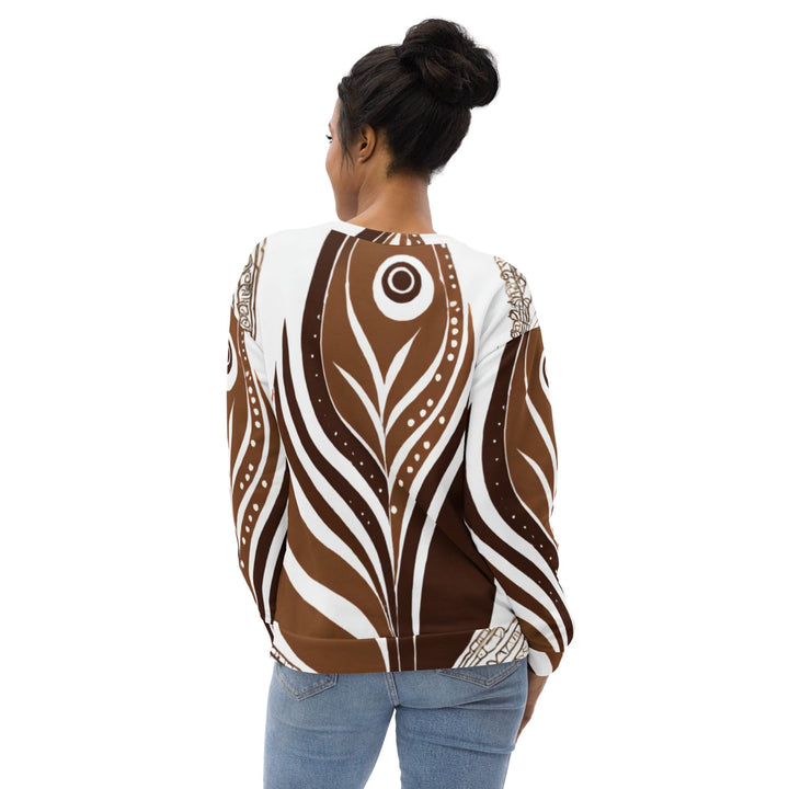 Graphic Sweatshirt for Women Brown Floral Lines 3 - Womens | Sweatshirts | AOP