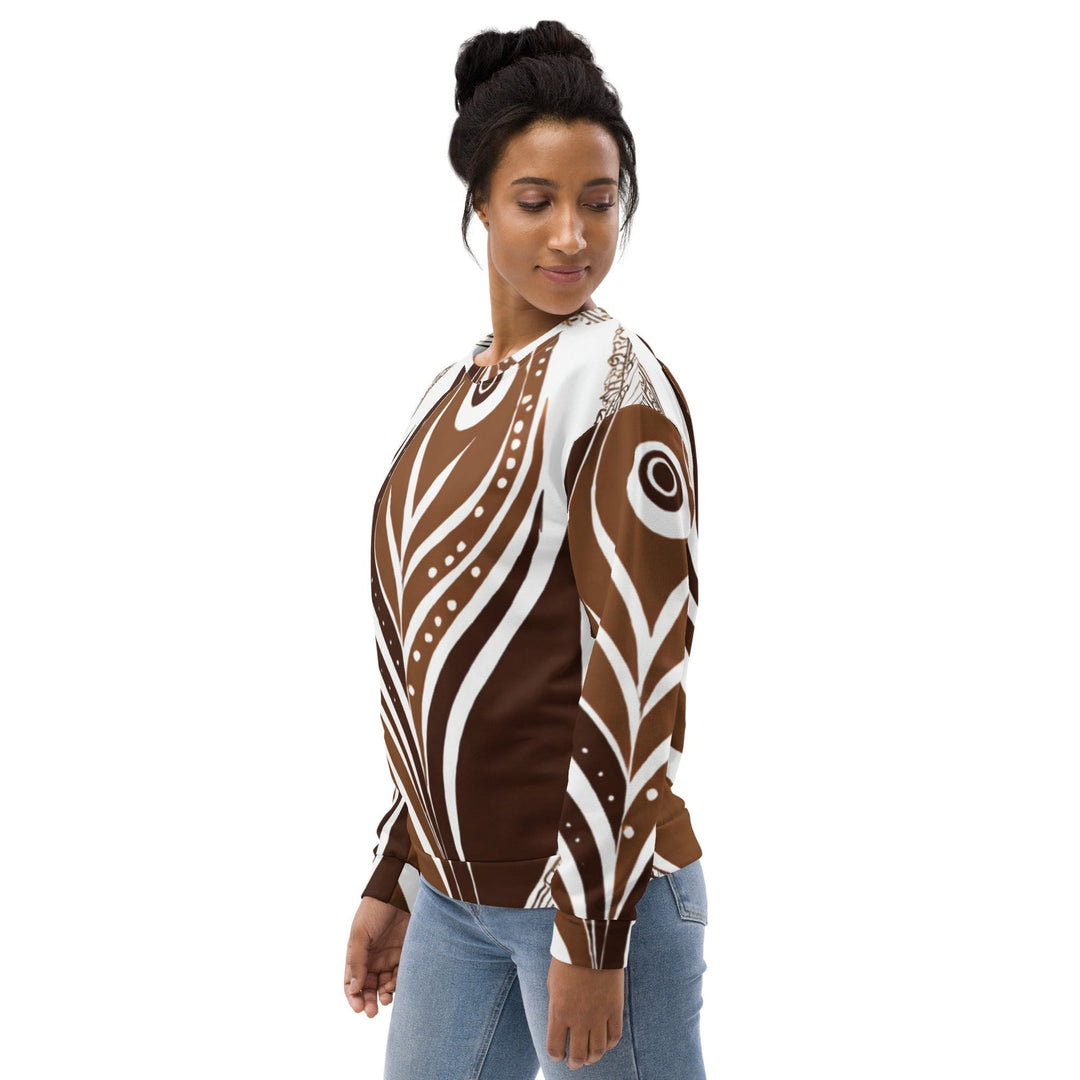 Graphic Sweatshirt for Women Brown Floral Lines 3 - Womens | Sweatshirts | AOP