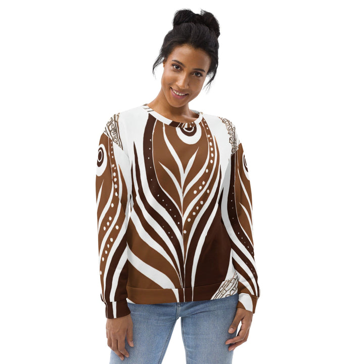 Graphic Sweatshirt for Women Brown Floral Lines 3 - Womens | Sweatshirts | AOP