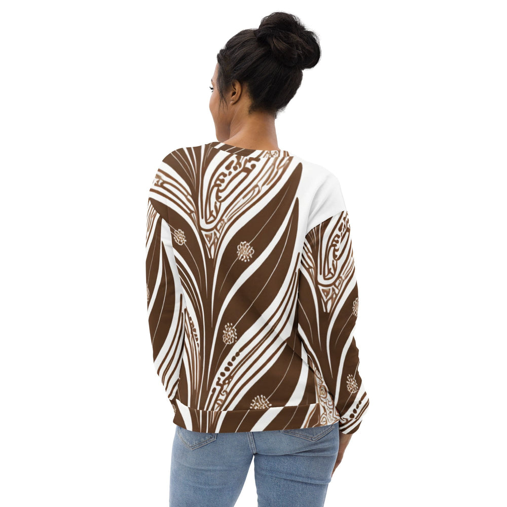 Graphic Sweatshirt for Women Brown Floral Lines 2 - Womens | Sweatshirts | AOP