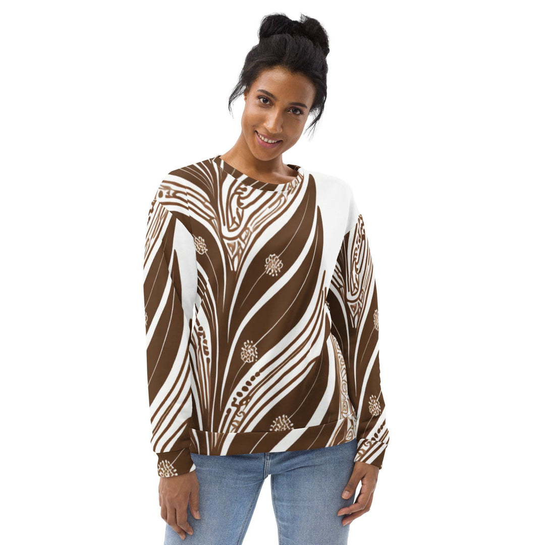 Graphic Sweatshirt for Women Brown Floral Lines 2 - Womens | Sweatshirts | AOP