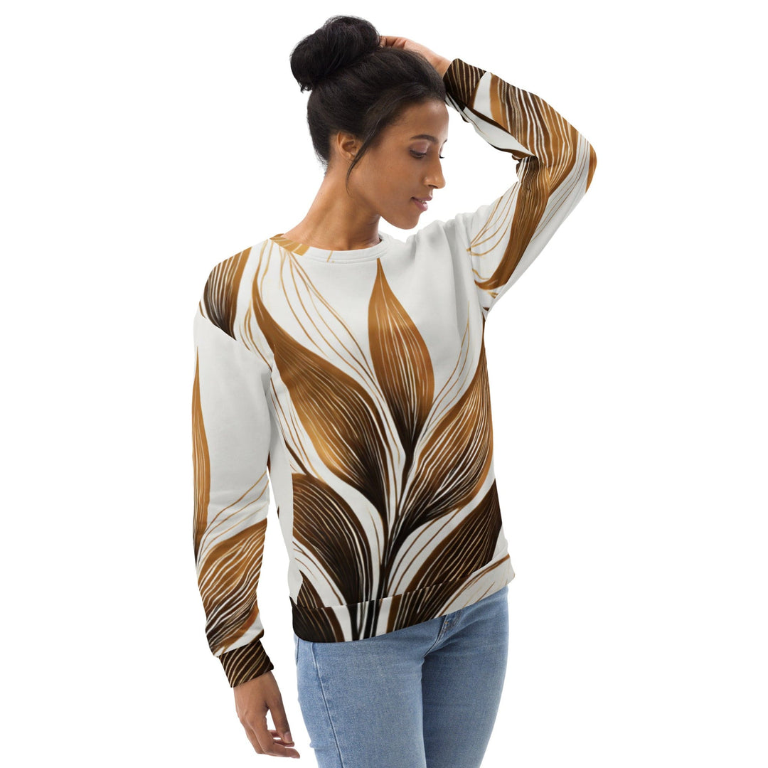 Graphic Sweatshirt for Women Brown Floral Lines 4 - Womens | Sweatshirts | AOP