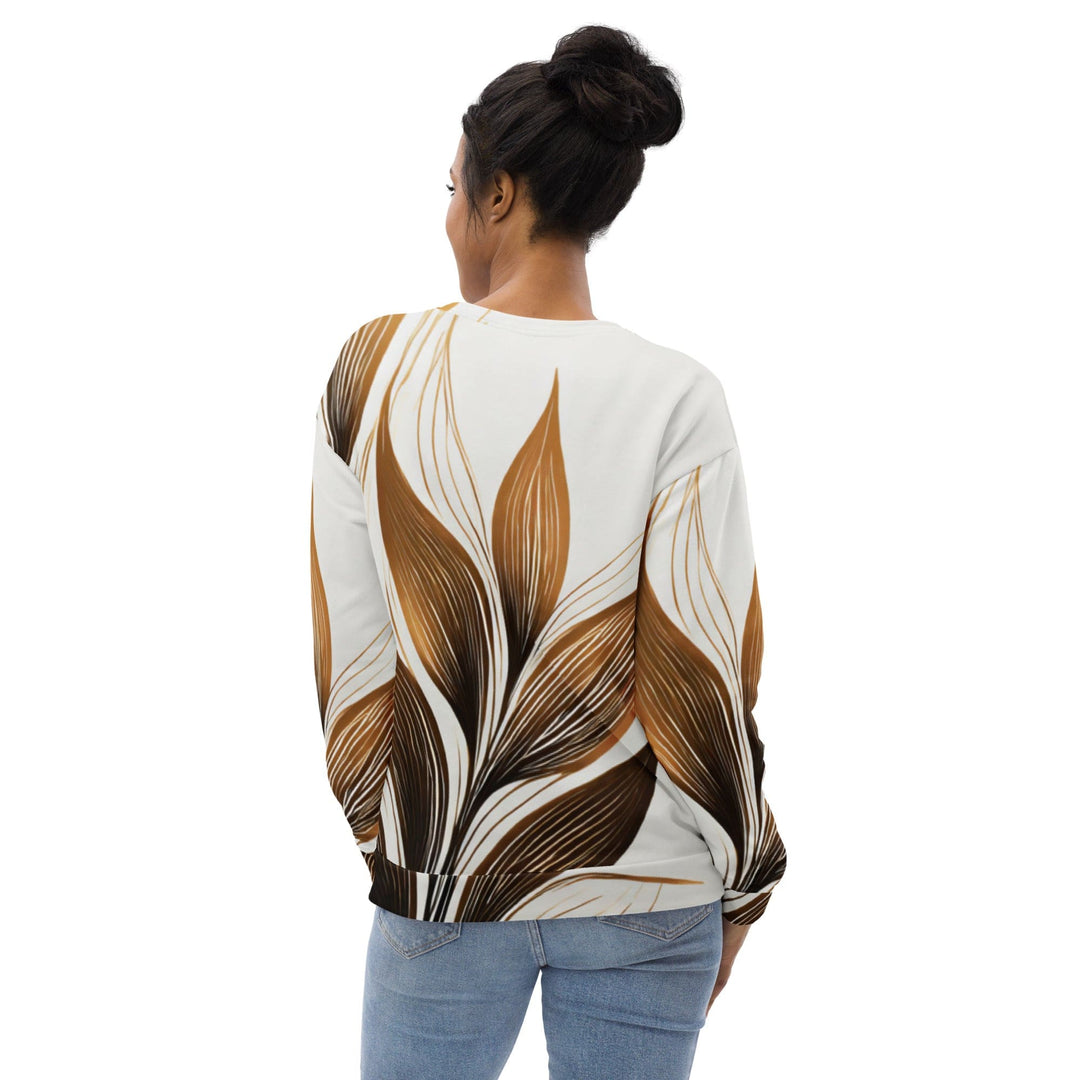 Graphic Sweatshirt for Women Brown Floral Lines 4 - Womens | Sweatshirts | AOP