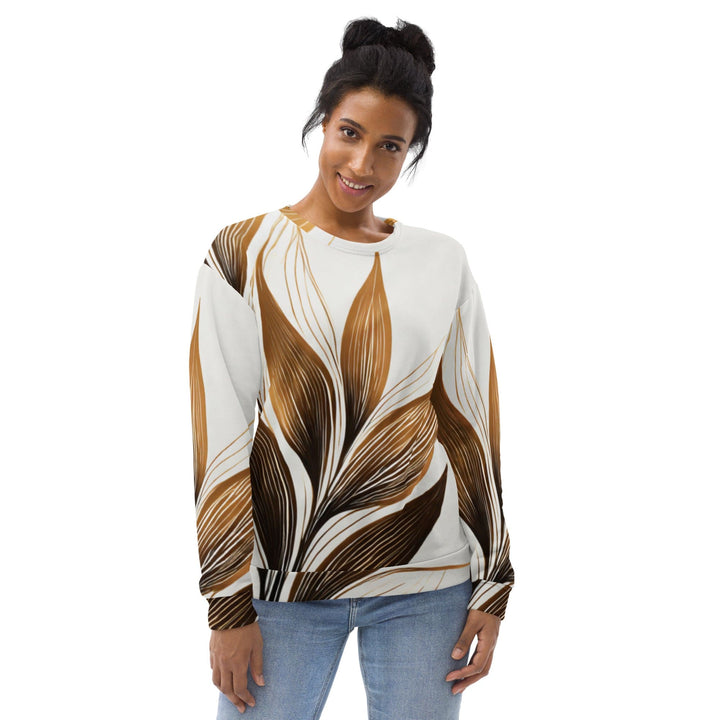 Graphic Sweatshirt for Women Brown Floral Lines 4 - Womens | Sweatshirts | AOP