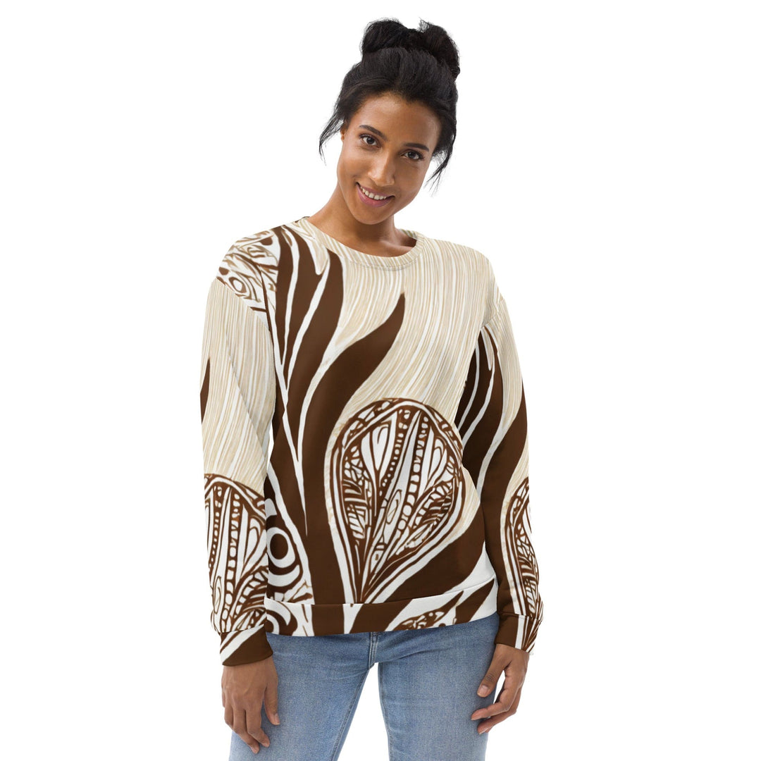 Graphic Sweatshirt for Women Brown Floral Lines - Womens | Sweatshirts | AOP