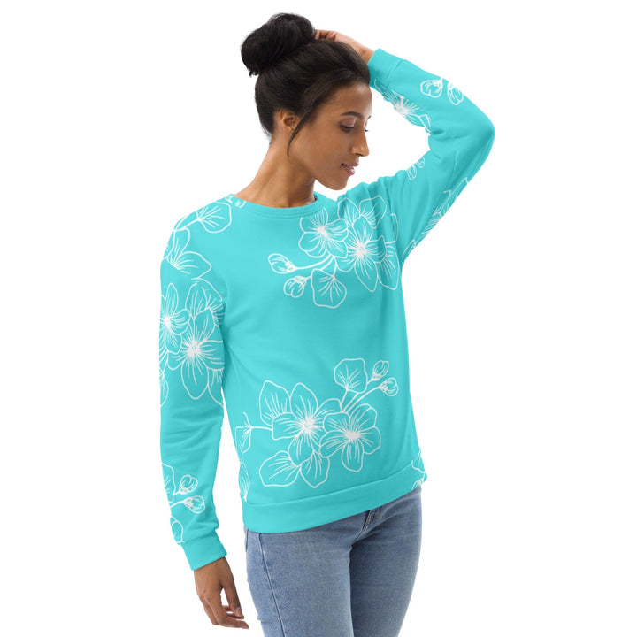 Graphic Sweatshirt for Women Floral Cyan Blue 7022523 - Womens | Sweatshirts