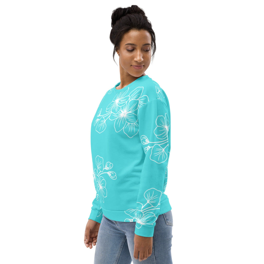 Graphic Sweatshirt for Women Floral Cyan Blue 7022523 - Womens | Sweatshirts