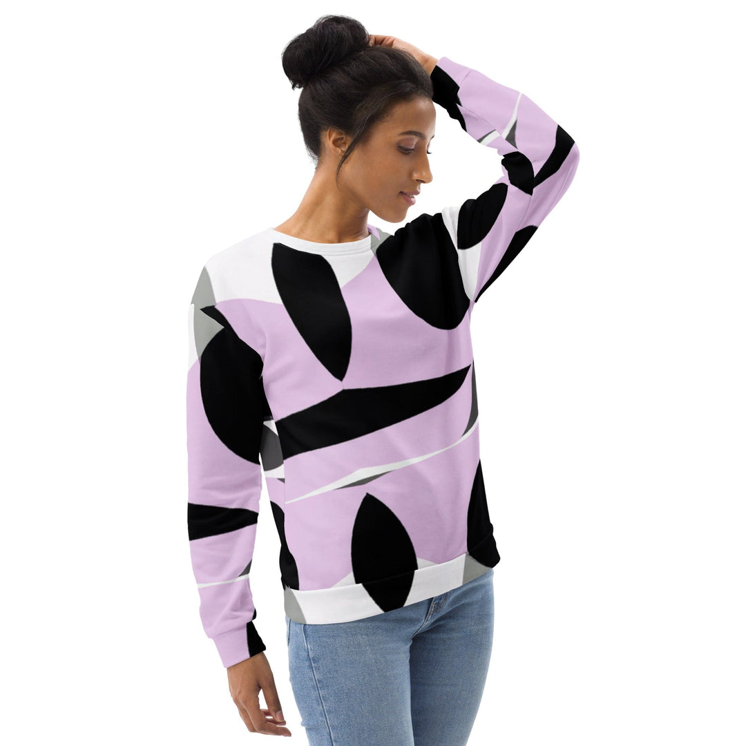 Graphic Sweatshirt for Women Geometric Lavender and Black Pattern 2 - Womens