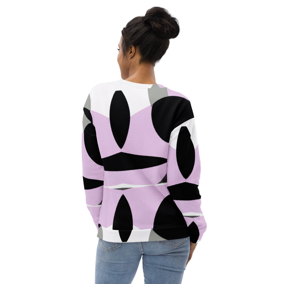 Graphic Sweatshirt for Women Geometric Lavender and Black Pattern 2 - Womens