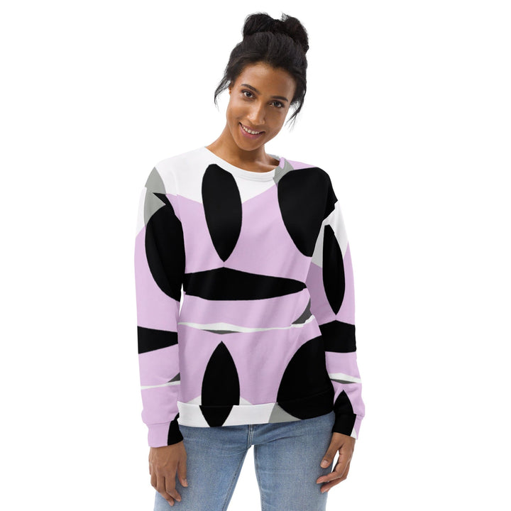 Graphic Sweatshirt for Women Geometric Lavender and Black Pattern 2 - Womens