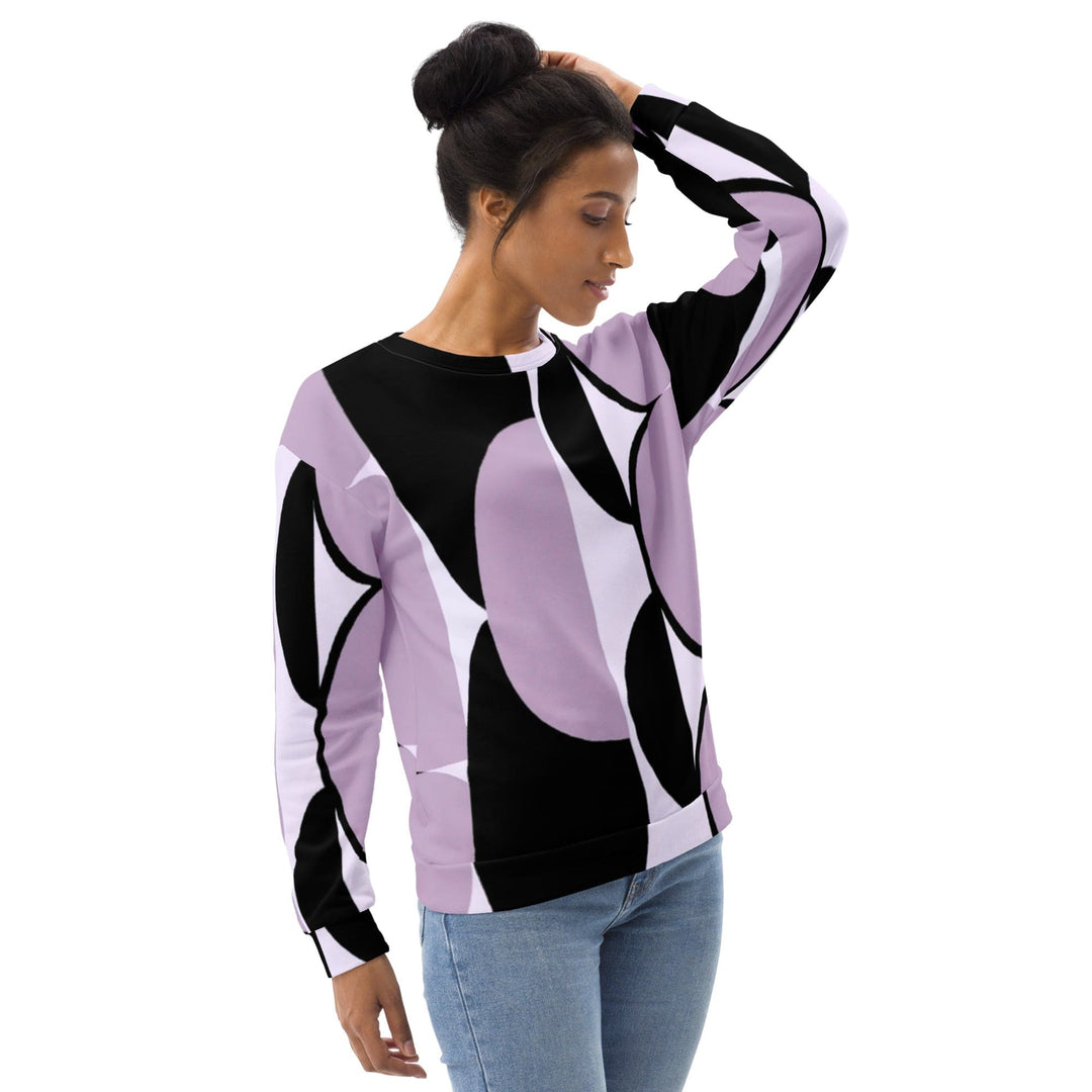 Graphic Sweatshirt for Women Geometric Lavender and Black Pattern - Womens