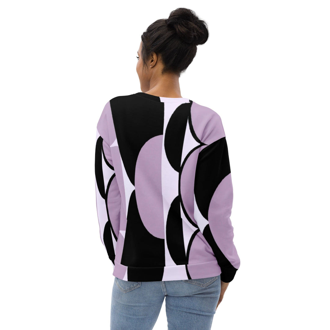 Graphic Sweatshirt for Women Geometric Lavender and Black Pattern - Womens