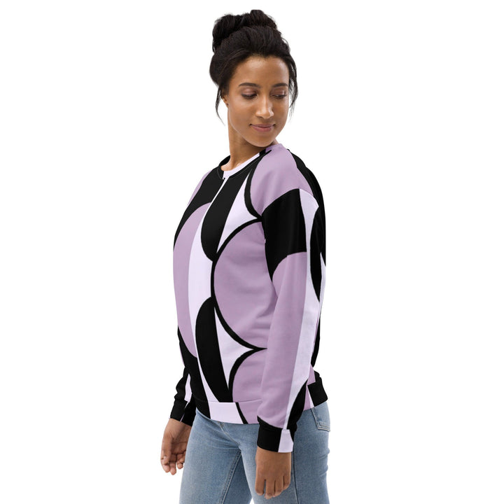 Graphic Sweatshirt for Women Geometric Lavender and Black Pattern - Womens