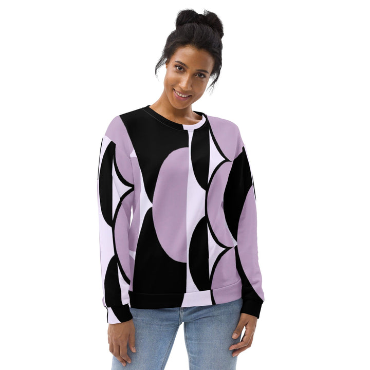 Graphic Sweatshirt for Women Geometric Lavender and Black Pattern - Womens