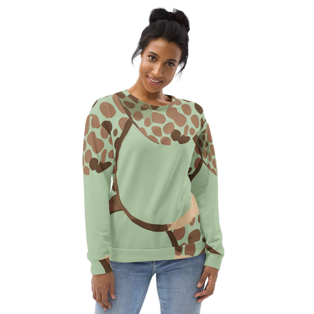 Graphic Sweatshirt for Women Green Beige Spotted Print - Womens | Sweatshirts