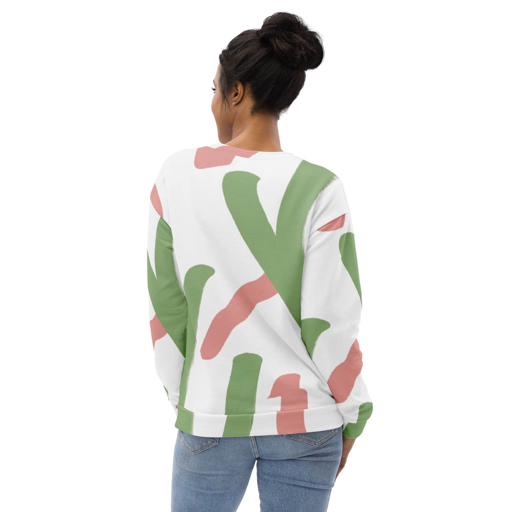 Graphic Sweatshirt for Women Green Mauve Abstract Brush Stroke Pattern - Womens