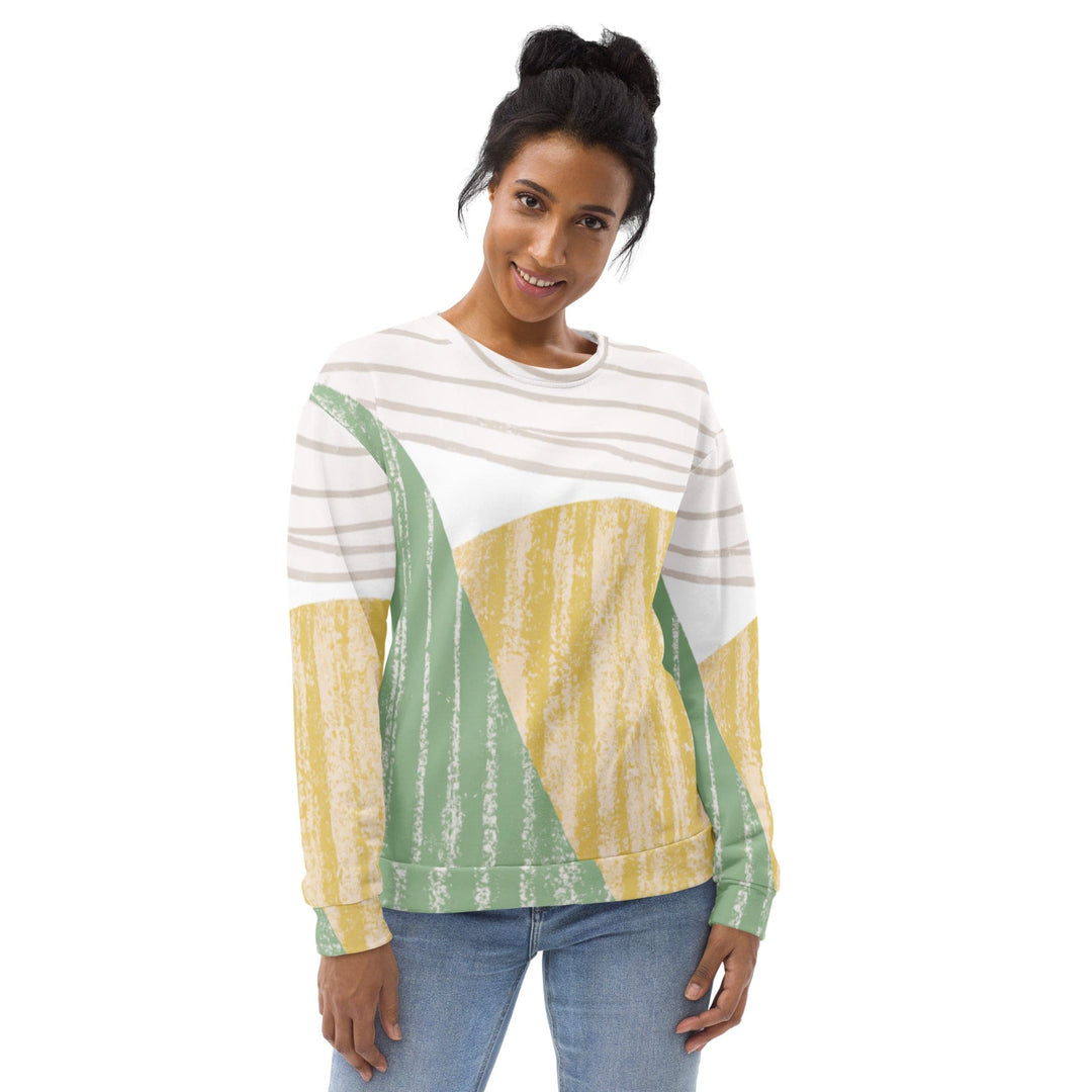 Graphic Sweatshirt for Women Green Textured Boho Pattern - Womens | Sweatshirts