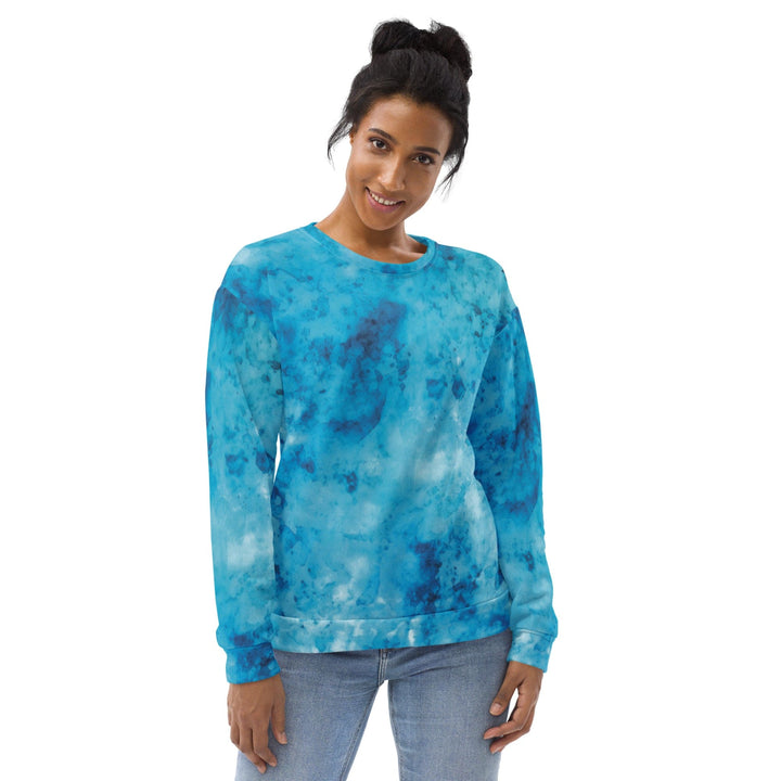 Graphic Sweatshirt for Women Blue Marble Print - Womens/Sweatshirts/AOP