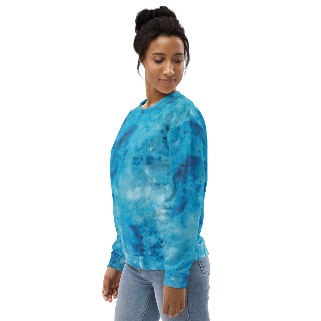 Graphic Sweatshirt for Women Blue Marble Print - Womens/Sweatshirts/AOP
