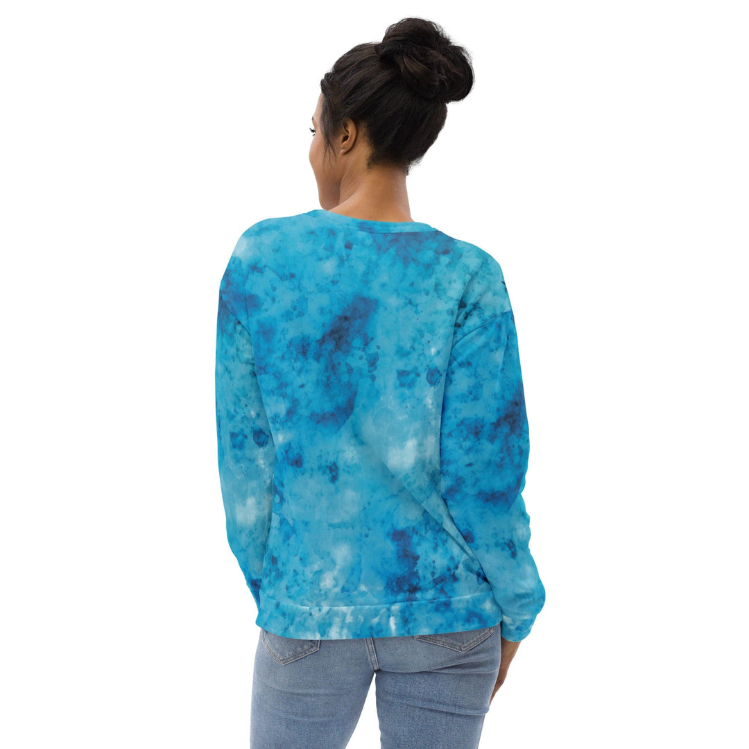 Graphic Sweatshirt for Women Blue Marble Print - Womens/Sweatshirts/AOP
