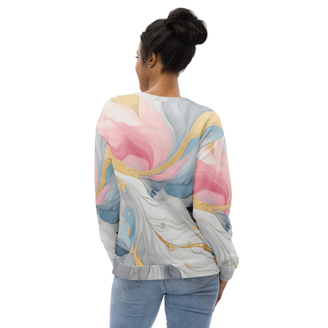 Graphic Sweatshirt for Women Marble Cloud of Grey Pink Blue 5522 - Womens