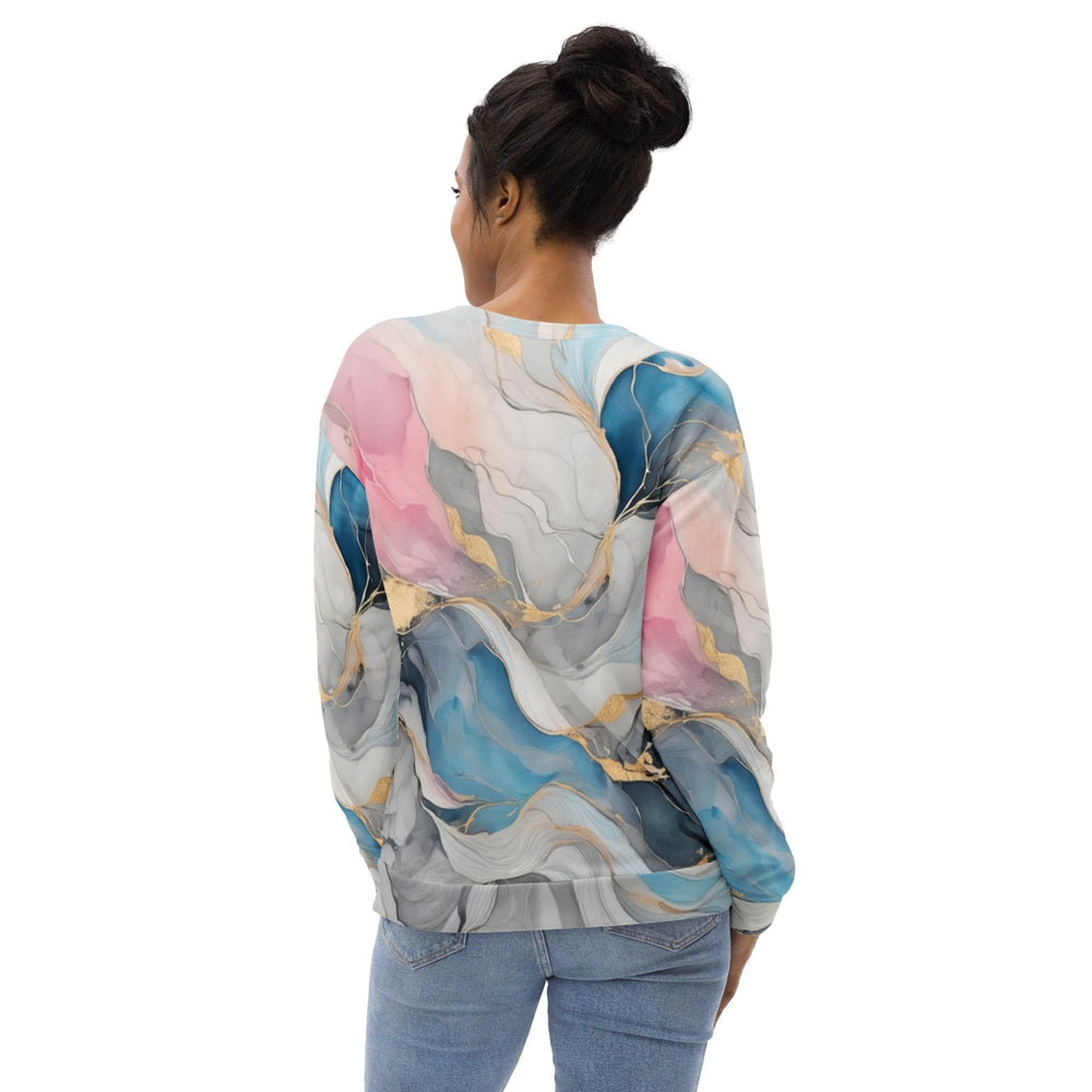 Graphic Sweatshirt for Women Marble Cloud of Grey Pink Blue 63389 - Womens