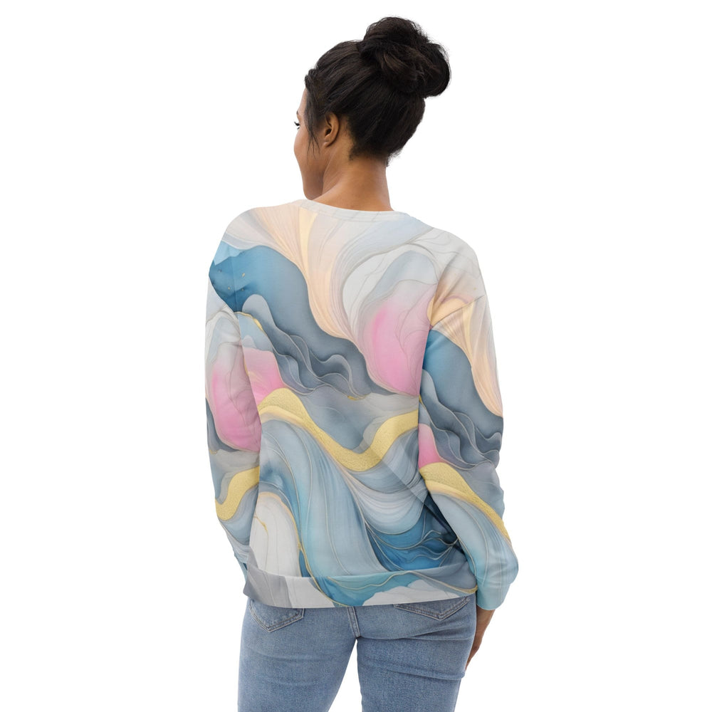 Graphic Sweatshirt for Women Marble Cloud of Grey Pink Blue 72067 - Womens