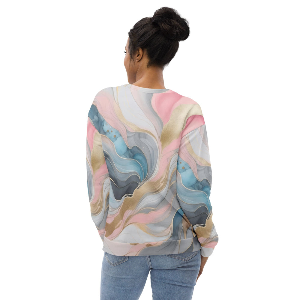 Graphic Sweatshirt for Women Marble Cloud of Grey Pink Blue 82395 - Womens