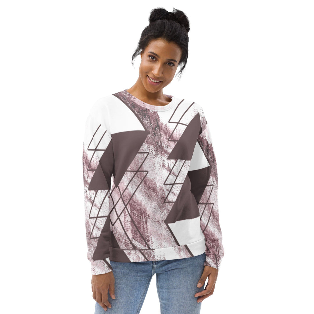 Graphic Sweatshirt for Women Mauve Rose and White Triangular - Womens