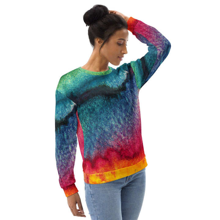 Graphic Sweatshirt for Women Multicolor Abstract Pattern