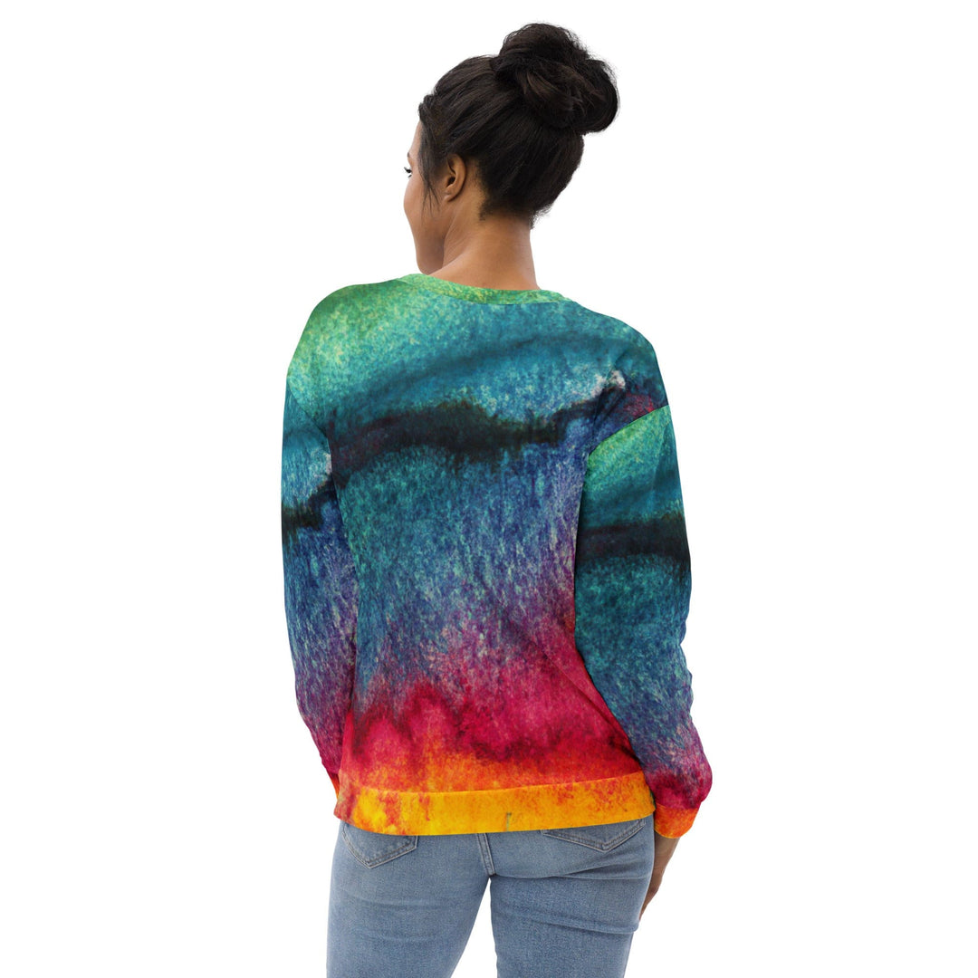 Graphic Sweatshirt for Women Multicolor Abstract Pattern