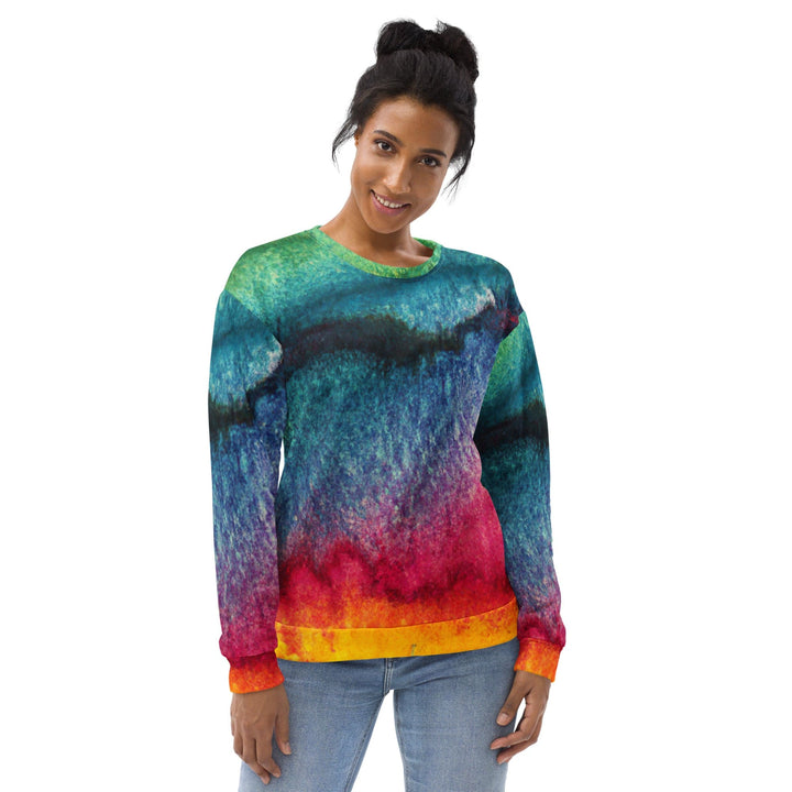 Graphic Sweatshirt for Women Multicolor Abstract Pattern