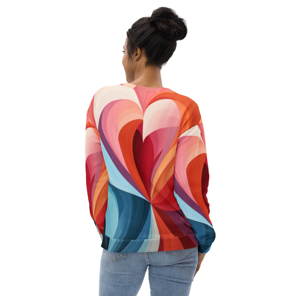 Graphic Sweatshirt for Women Multicolor Heart Print - Womens | Sweatshirts | AOP