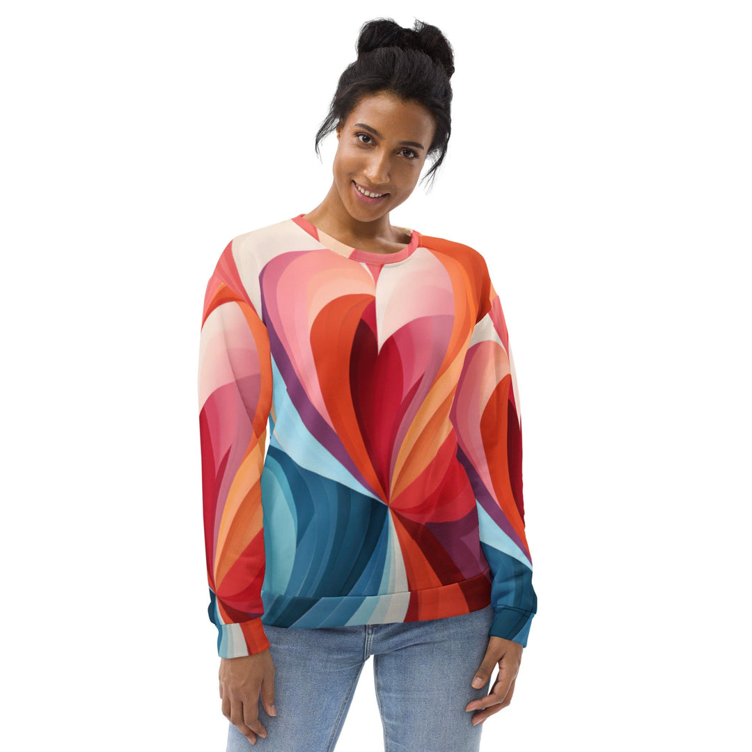 Graphic Sweatshirt for Women Multicolor Heart Print - Womens | Sweatshirts | AOP