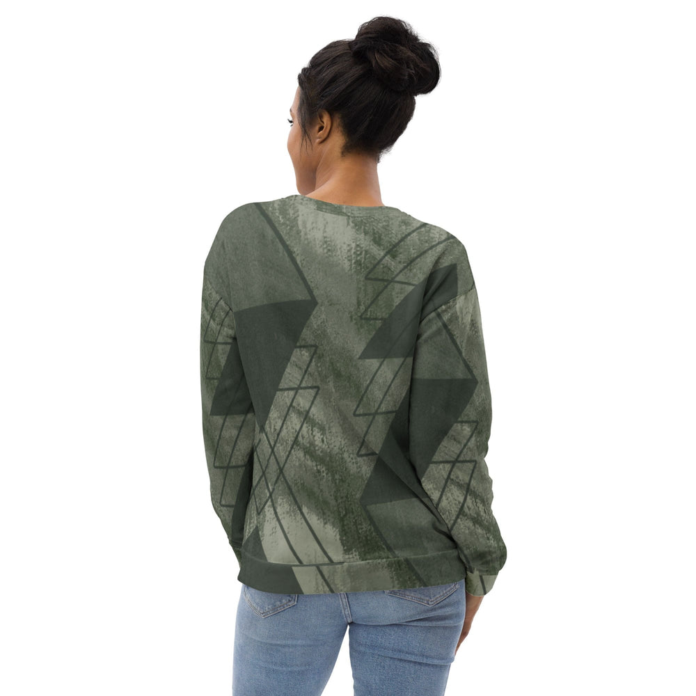 Graphic Sweatshirt for Women Olive Green Triangular Colorblock - Womens