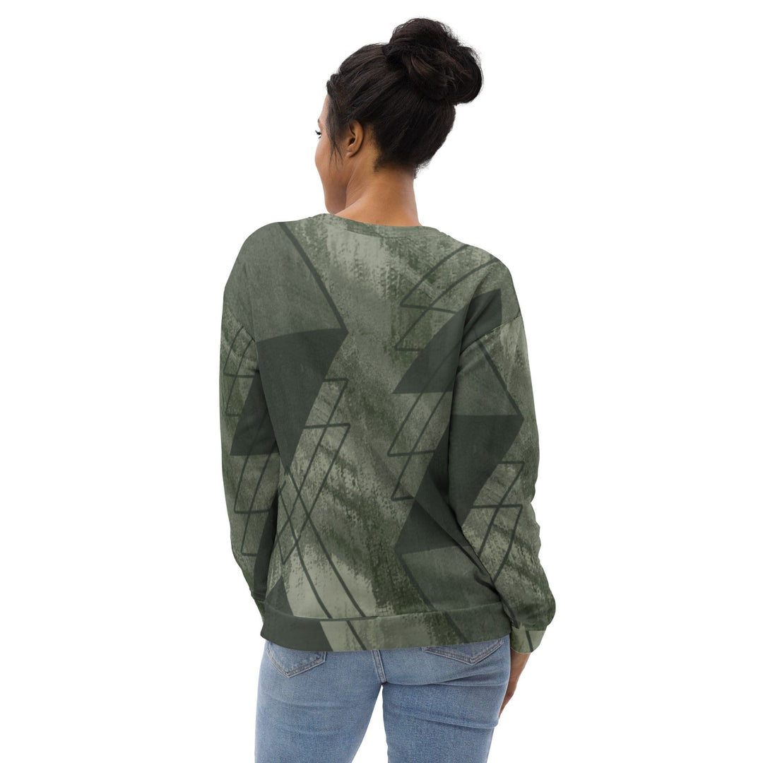 Graphic Sweatshirt for Women Olive Green Triangular Colorblock