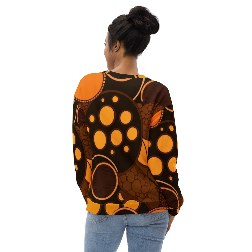 Graphic Sweatshirt for Women Orange Brown Spotted Print - Womens | Sweatshirts