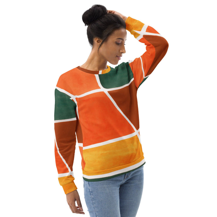 Graphic Sweatshirt for Women Orange Green Boho Pattern - Womens | Sweatshirts