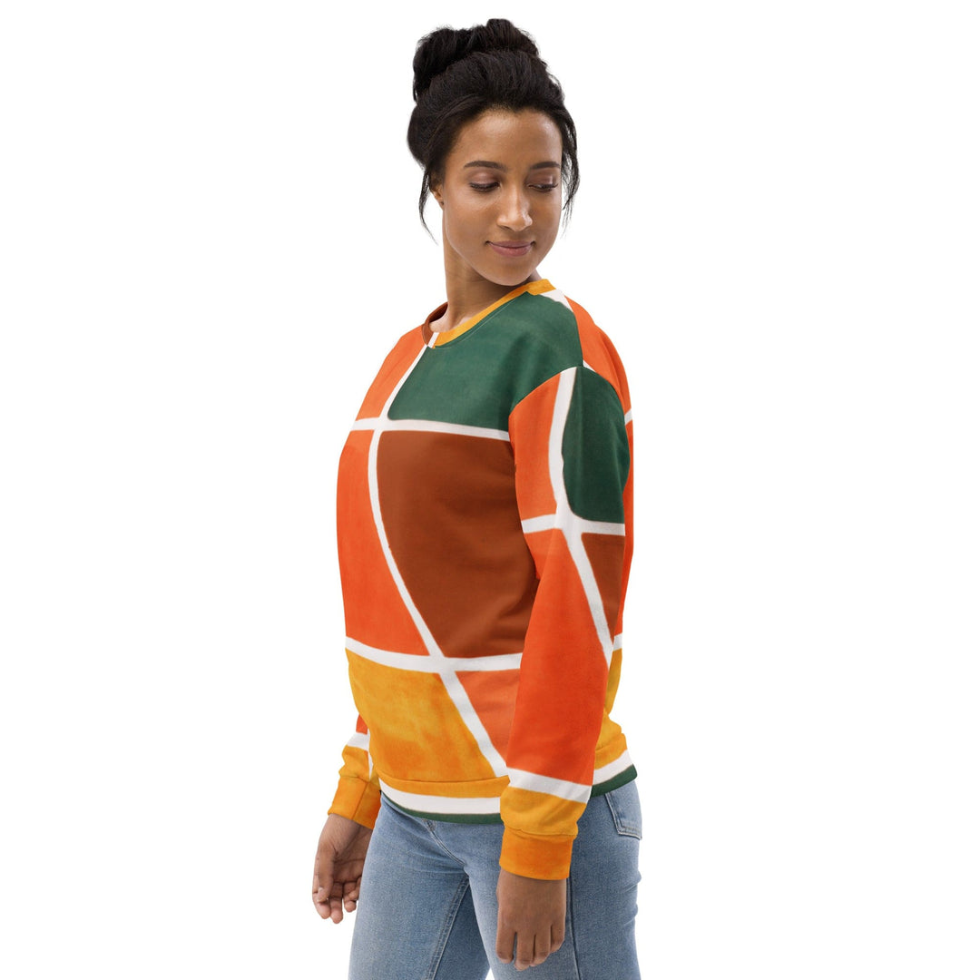 Graphic Sweatshirt for Women Orange Green Boho Pattern - Womens | Sweatshirts