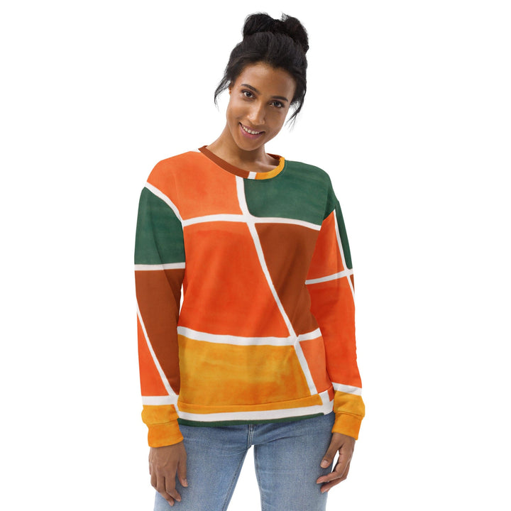 Graphic Sweatshirt for Women Orange Green Boho Pattern - Womens | Sweatshirts