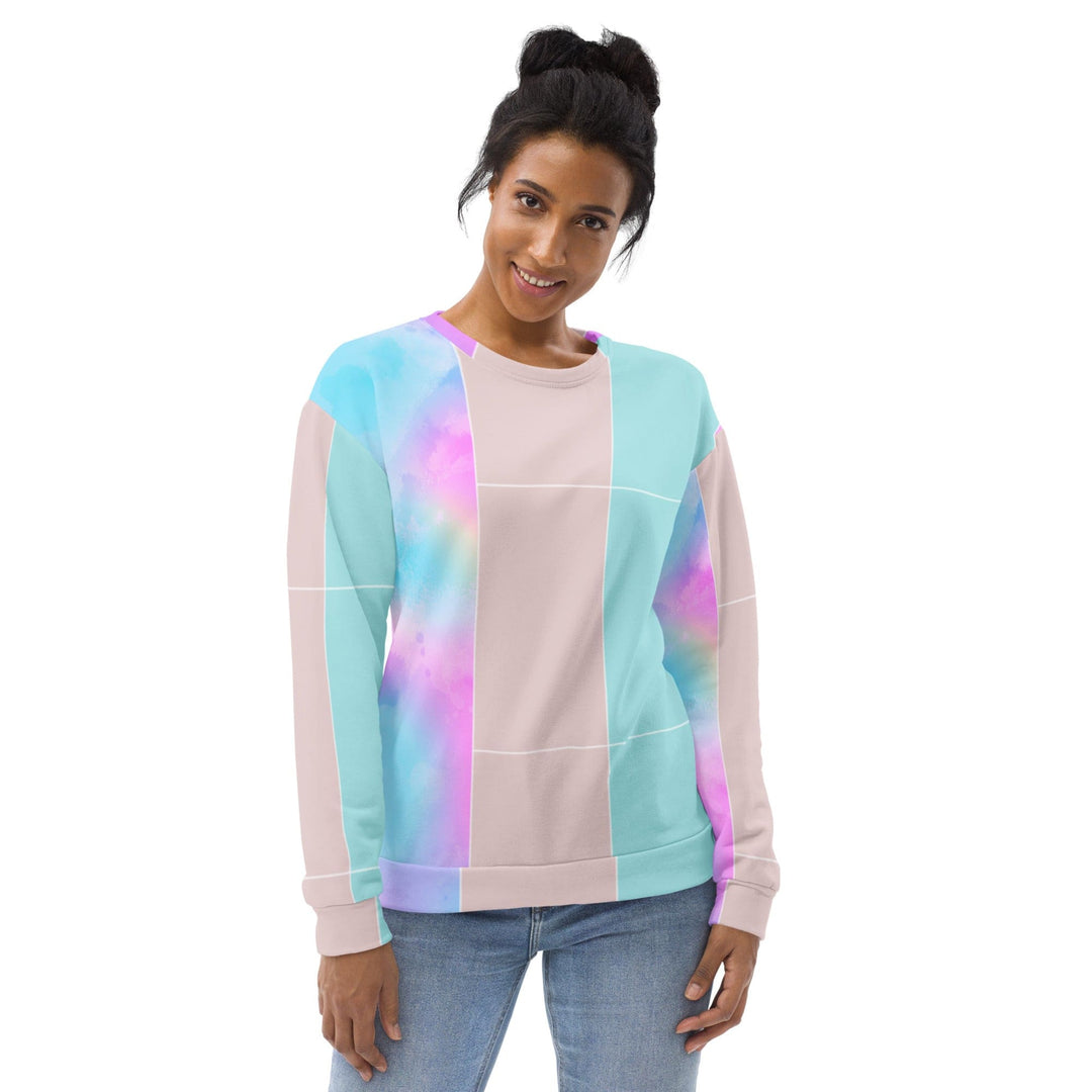 Graphic Sweatshirt for Women Pastel Colorblock Watercolor Illustration