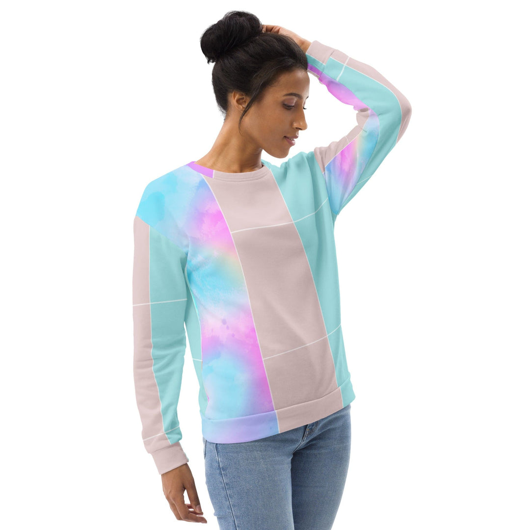 Graphic Sweatshirt for Women Pastel Colorblock Watercolor Illustration