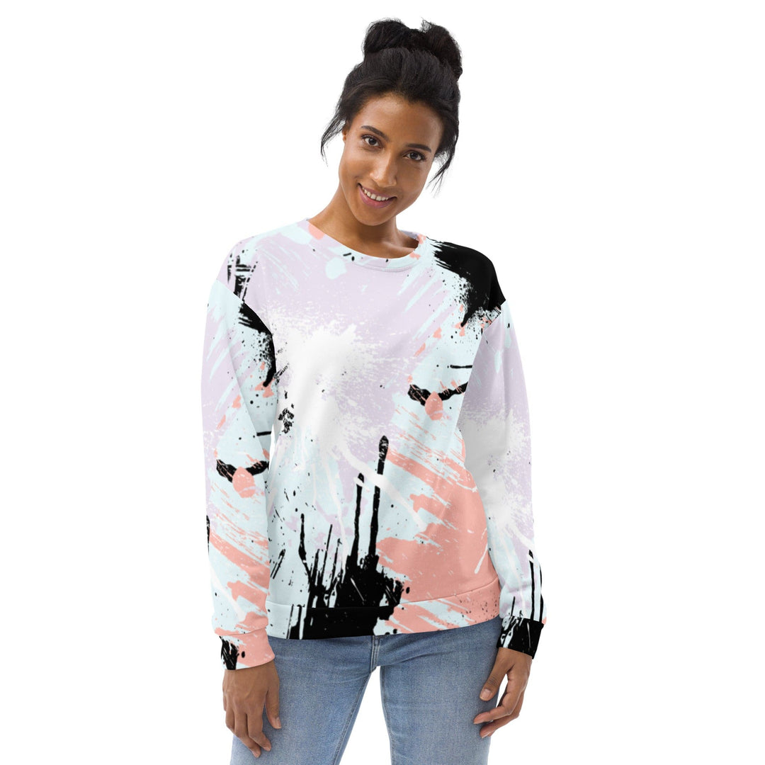 Graphic Sweatshirt for Women Pink Black Abstract Print - Womens | Sweatshirts