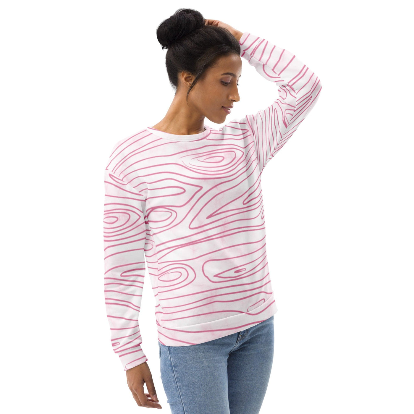 Graphic Sweatshirt For Women Pink Line Art Sketch Print - Womens | Sweatshirts