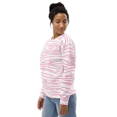 Graphic Sweatshirt For Women Pink Line Art Sketch Print - Womens | Sweatshirts