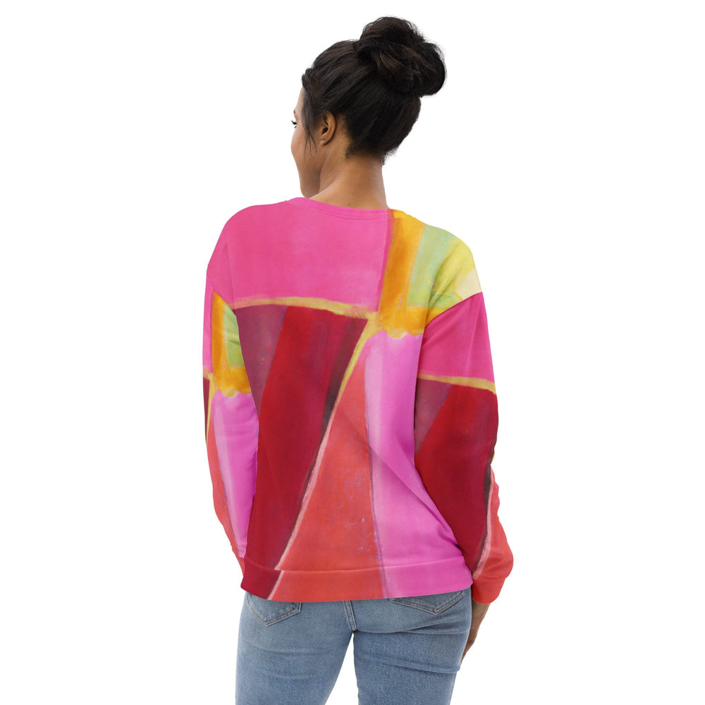 Graphic Sweatshirt for Women Pink Mauve Red Geometric Pattern - Womens